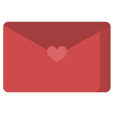 Zarf simgesi olan kalp, düz stil