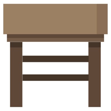 Sandalyesi, vektörü, illüstrasyonu olan ahşap masa.