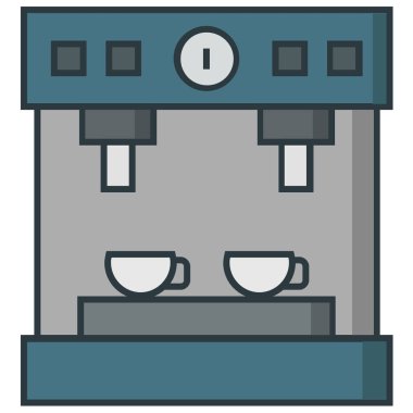 Kahve makinesi simgesi, vektör illüstrasyonu