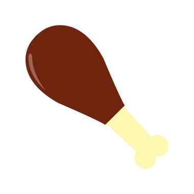 Beyaz arka planda kızarmış tavuk budu, vektör illüstrasyonu