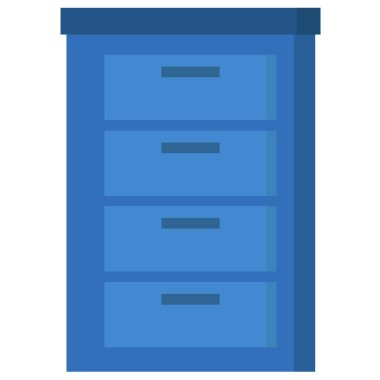 Dolap çekmece simgesi beyaz arkaplanda izole edilmiş düz stil. 