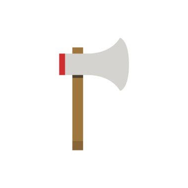 Düz bir arkaplanda izole edilmiş balta simgesi. 