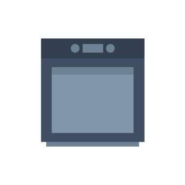 Beyaz arkaplanda izole edilmiş düz stil bulaşık makinesi simgesi. 