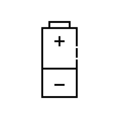 Beyaz arkaplanda izole edilmiş düz biçimdeki pil simgesi. 