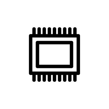 bilgisayar çipi vektörü ince çizgi düz simgesi