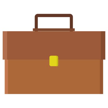 kahverengi evrak çantası düz simgesi, düz biçim vektör illüstrasyonu