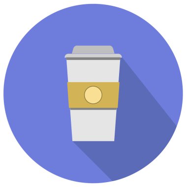 Kahve. Web yuvarlak simgesi basit illüstrasyon