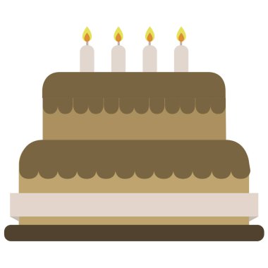 Düz stil pasta doğum günü simgesi