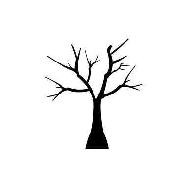 kuru ağaç silueti, vektör simgesi illüstrasyonu