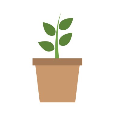 Beyaz arkaplanda izole edilmiş düz biçimli bitki simgesi. 