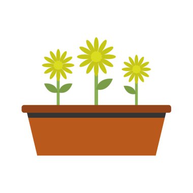 Beyaz arka planda izole edilmiş ev bitkisinin düz stili çizimi