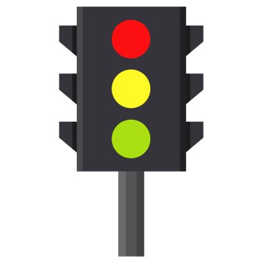 Düz bir arkaplan üzerinde izole edilmiş trafik ışığı simgesi. 