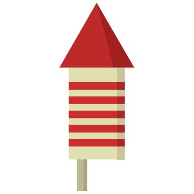 çizgi film kırmızı ve beyaz çizgili roket ikonu. beyaz üzerine izole.