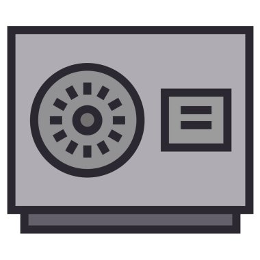 Düz simge bankası kasası beyaz arka planda izole edilmiş. Vektör illüstrasyonu.