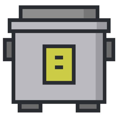 Çöp kutusu simgesi renk ana hatları vektörü