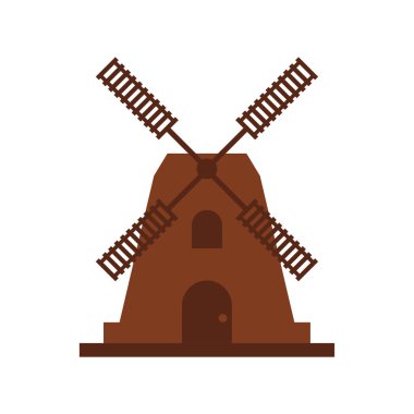 Düz bir arkaplanda yel değirmeni simgesi. 
