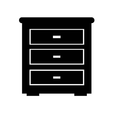 beyaz arkaplanda izole edilmiş yatağın yanındaki tablo simgesi. 