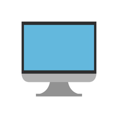 Beyaz arka plan üzerinde izole bilgisayar monitör simgesini