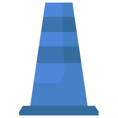 Trafik konisi simgesi, düz biçim tasarımı 