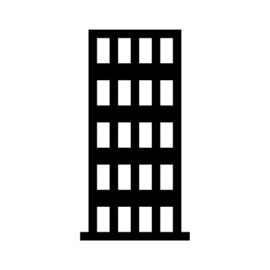 Gökdelen yapı sembolü vektörü. Gökdelen binası tabelası. izole edilmiş çizgi simgesi siyah illüstrasyon