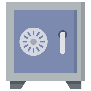 Düz simge bankası kasası beyaz arka planda izole edilmiş. Vektör illüstrasyonu.