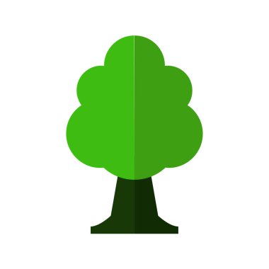 Beyaz arkaplanda yeşil ağaç simgesi, vektör illüstrasyonu