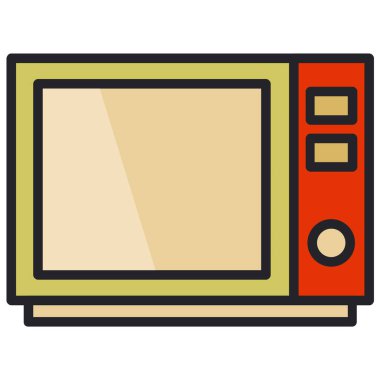 Mikrodalga fırın ikonu. Beyaz arkaplanda resim