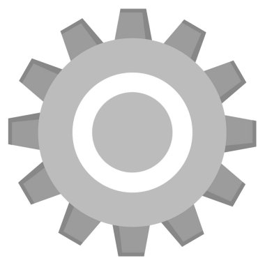 beyaz arkaplanda izole edilmiş düz biçimli dişli simgesi. 