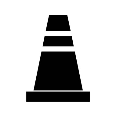Trafik konisi simgesi, düz biçim tasarımı 