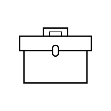 Beyaz arkaplanda evrak çantası simgesi vektör işareti