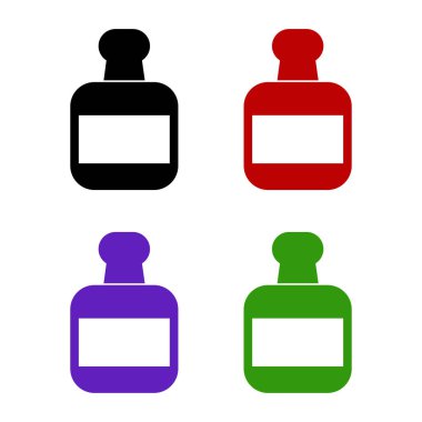 Boş etiketli bir şişe parfüm.