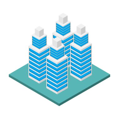 Apartman binalarının biçimlendirilmiş simgesi, vektör illüstrasyonu