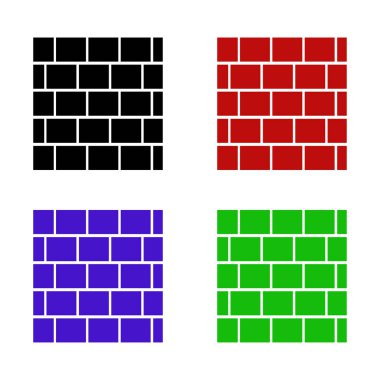 Beyaz arkaplanda tuğla duvar simgeleri, vektör 