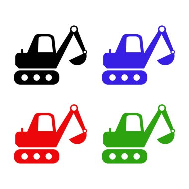 Kazıcı. Büyük, modern bir kazıcının silueti. Yan görünüm