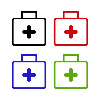 İlk yardım kutularının düz simge vektör tasarımı