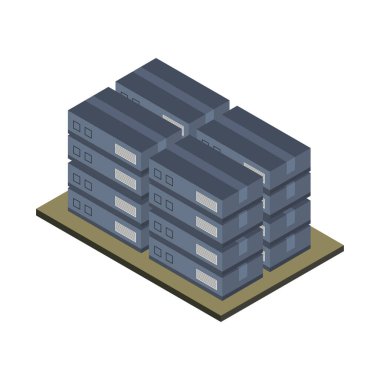 Modern binanın izometrik 3 boyutlu simgesi