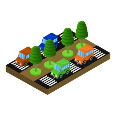 Yolu olan izometrik şehir parkı