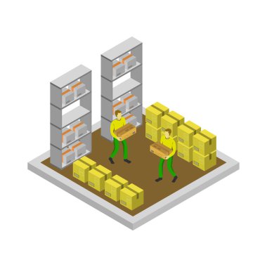 Bir fabrikanın izometrik vektör tasarımı çizimi