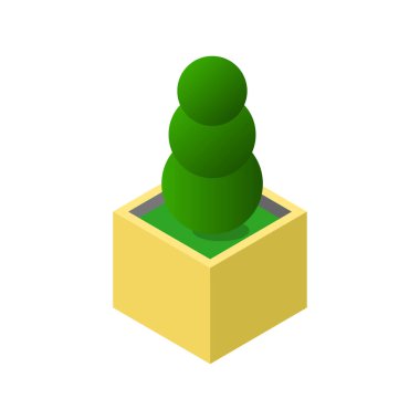 izometrik yeşil simge, 3 boyutlu vektör illüstrasyonu