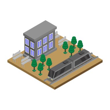 izometrik yapı ikonu vektör illüstrasyon tasarımı