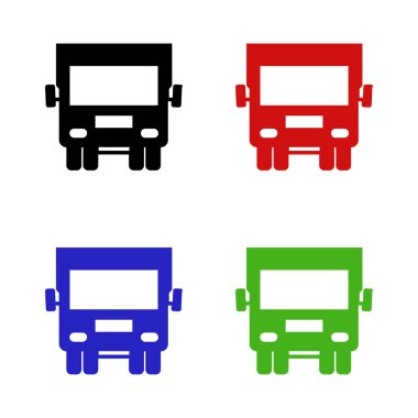 Siyah kamyon simgesi beyaz arkaplanda izole edildi. Simgeleri renklendir. vektör.