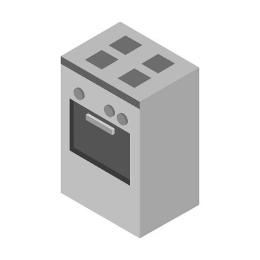 Fırın ve fırın ikonunun izole nesnesi. Web için mutfak ve alet edevat koleksiyonu.