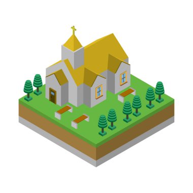 Vektör kilisesi, kilise simgesi tasarım illüstrasyonu         