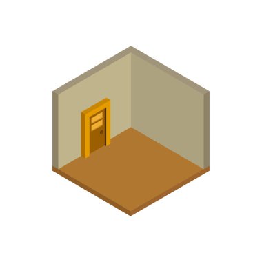 izometrik oda tasarımı, düz vektör çizimi