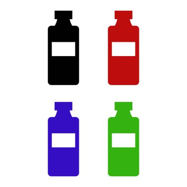 Renkli şurup şişeleri.