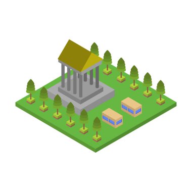 Beyaz arkaplanda izole edilmiş izometrik vektör çizimi.