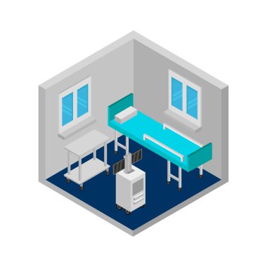 Hastane izometrik bileşim vektör çizimi