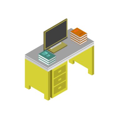 İzometrik biçim ofis odasının vektör çizimi