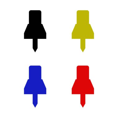 Renkli çizim iğnelerinden oluşan simge seti