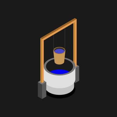 Su kuyusu simgesi izole edilmiş işaret sembolü ve uygulama için düz biçim